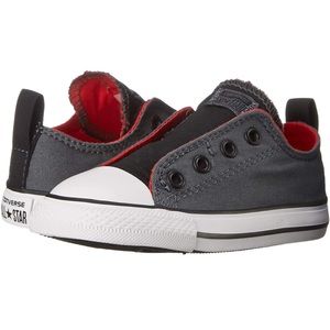 Toddler Converse Velcro Shoes Size 6 Black Red Grey